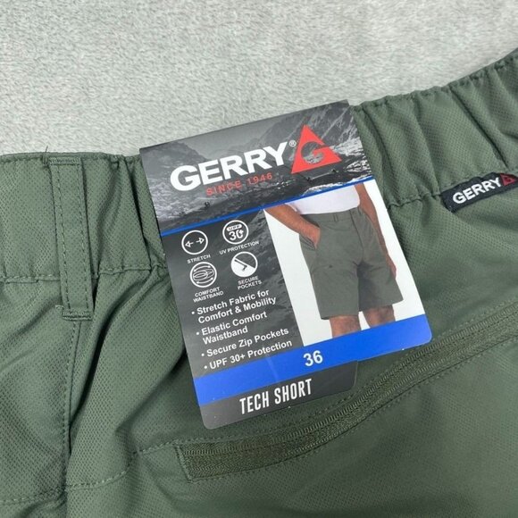 Gerry Tech Mens Stretch Shorts Size 36 Olive Green UPF 30+ Protection a0037 - Picture 4 of 6